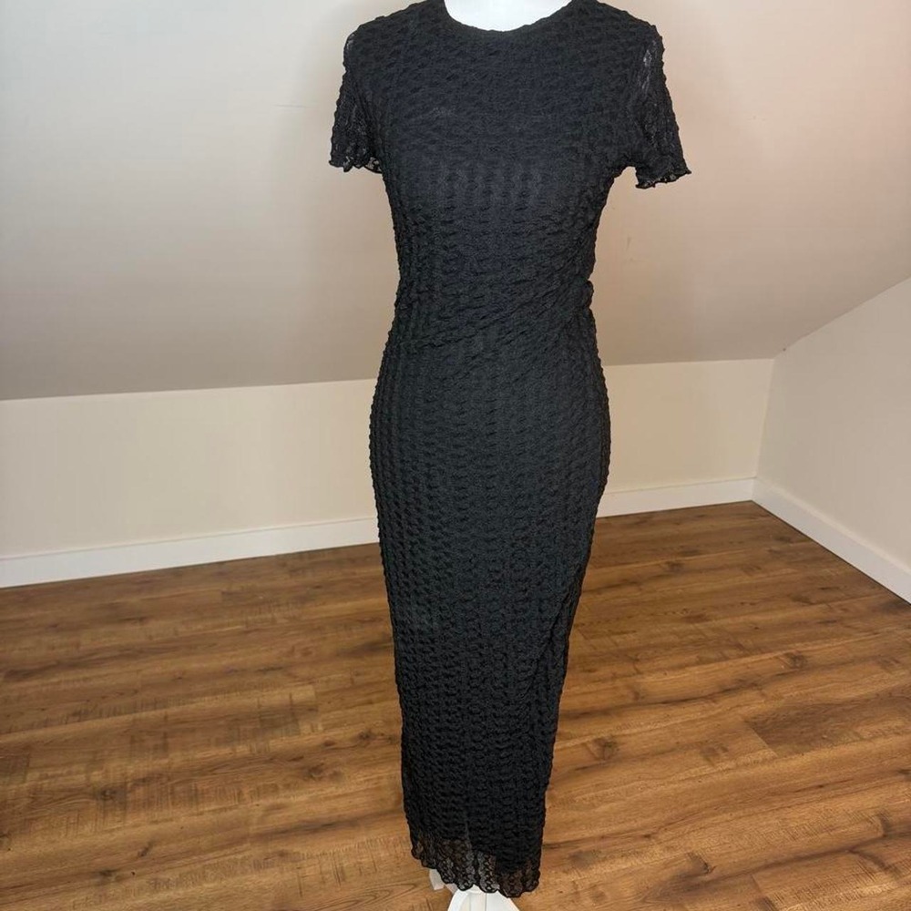 Forever 21 Black Textured Lace Maxi Dress Gothic Romantic Fall Dresses
